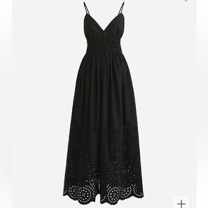 J. Crew Black Eyelet Midi Dress
